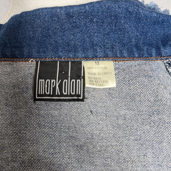 Mark Alan Blue Demin jacket Blazer with fringe lining outside -cp - Picture 8 of 8